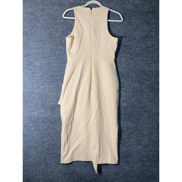 Cinq A Sept Midi Dress 8 Medium Beige Sand Sleeveless Piper Ruffle Asymmetrical - Picture 2 of 13
